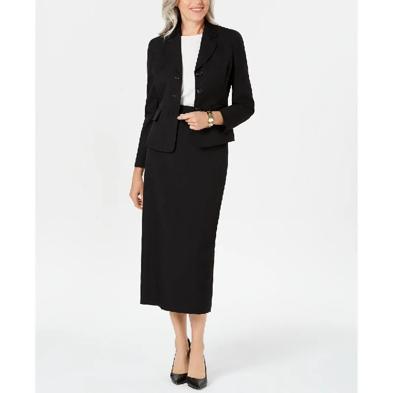 women's wool skirtsLe Suit Women's Three-Button Skirt Suit Black Size 16