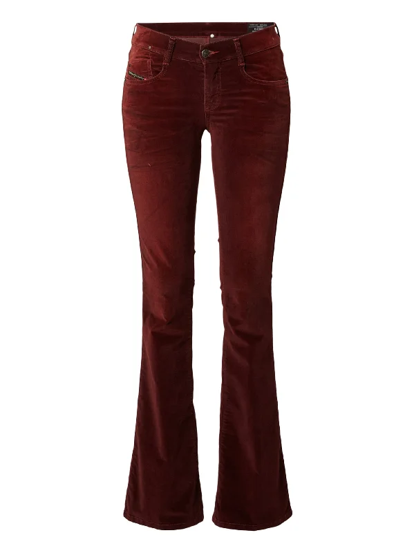 women's denim jeans for special occasionsWomen's Plain Velvet Flare Jeans,Burgundy