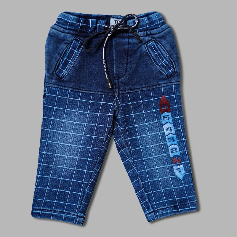 women's denim jeans for apple-shaped bodiesDenim Jeans for Kids with Checks Print