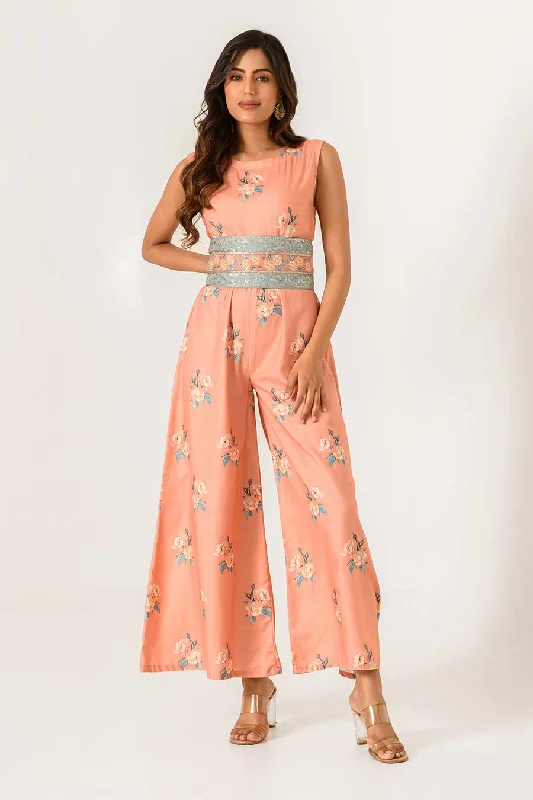 women's jumpsuits for fallOrange Embroidered Jumpsuit