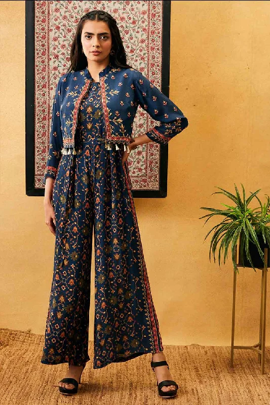 women's jumpsuits for loungingZahra Printed Jumpsuit With Jacket