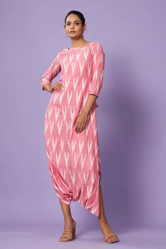 women's jumpsuits for travelPink Ikat Dhoti Jumpsuit