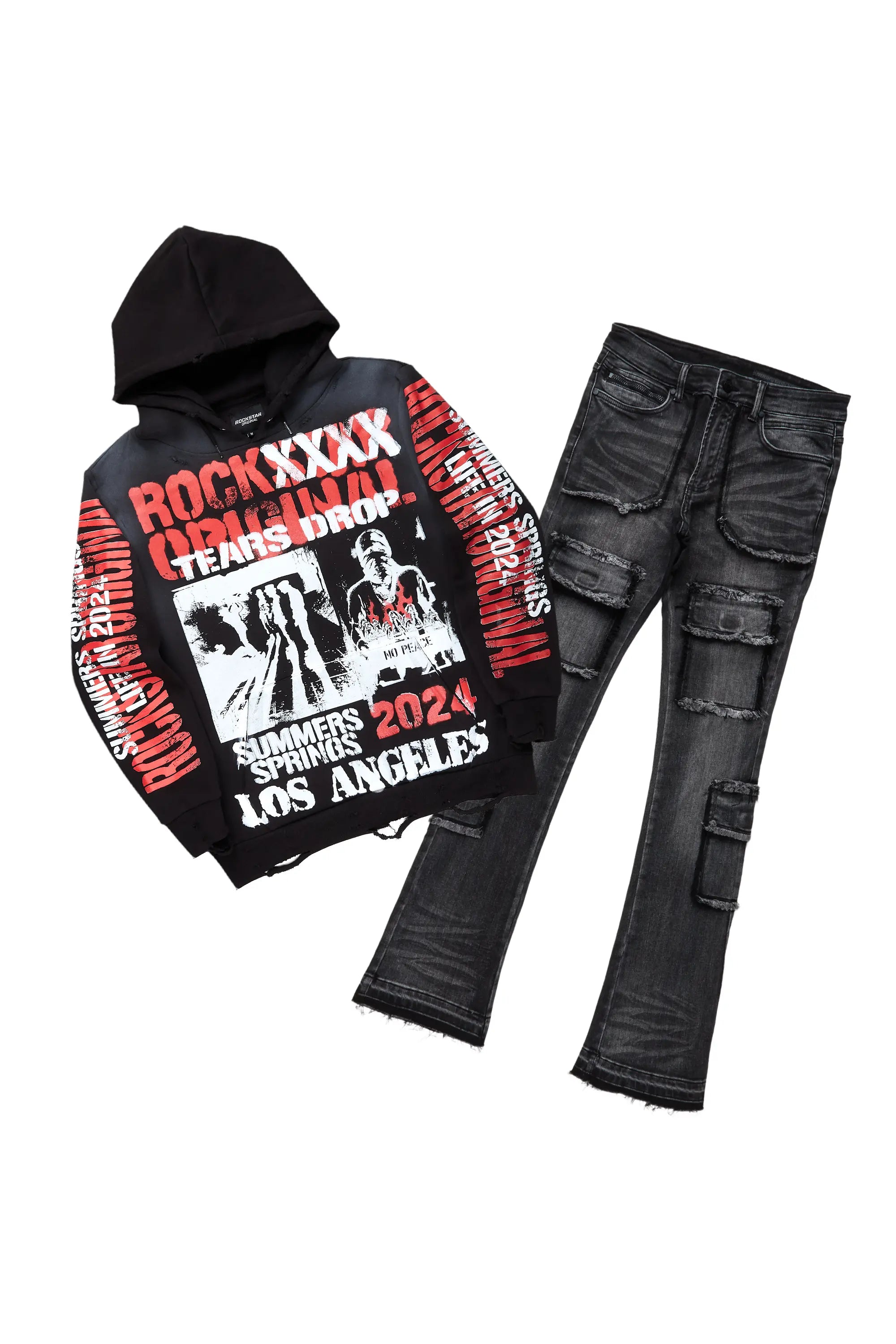 women's high-slung pantsOmer Black Hoodie & Tyrell Stacked Flare Jean Bundle