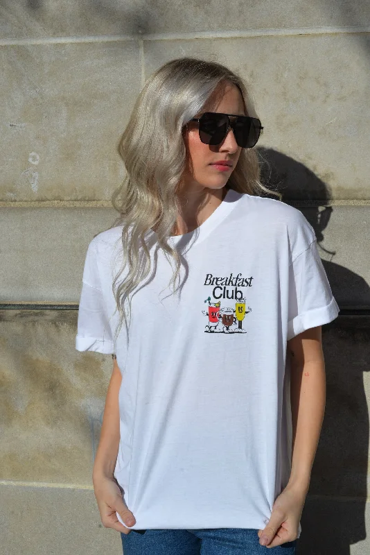 women's T-shirts with off-the-shoulder necksBREAKFAST CLUB TEE