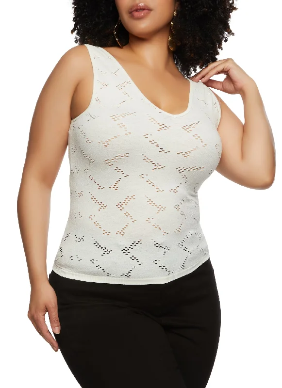 Plus Size Laser Cut Seamless Tank Top