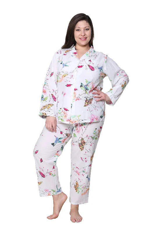 women's long sleeve tops with stretchable fabricLa Cera Plus Size Long Sleeve Floral Pajama Set