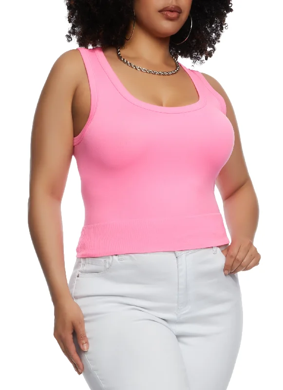 Plus Size Seamless Scoop Neck Tank Top