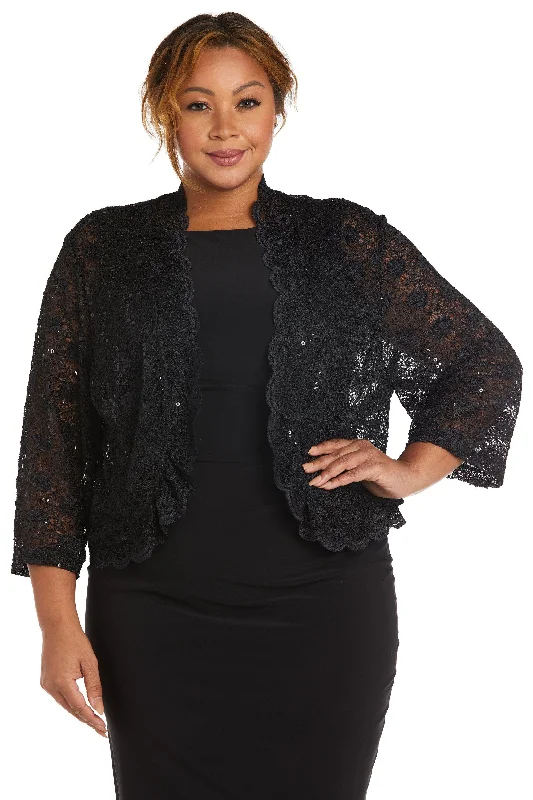 women's long sleeve tops with curvy cutsR&M Richards 3158W Long Sleeve Plus Size Lace Bolero