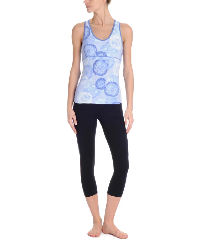 Danskin Women`s Yoga Pin-tuck Posies Printed Tank Top