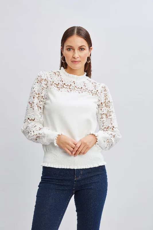 women's long sleeve tops for winterCrochet Long Sleeve Sweater