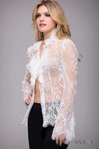 women's long sleeve tops with unique designsJovani M41635 Lace Long Sleeve Top