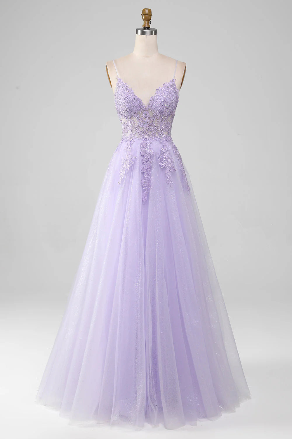 prom dresses with beaded accentsAmzcw Light Purple A-Line Spaghetti Straps Long Sparkly Prom Dress With Beading