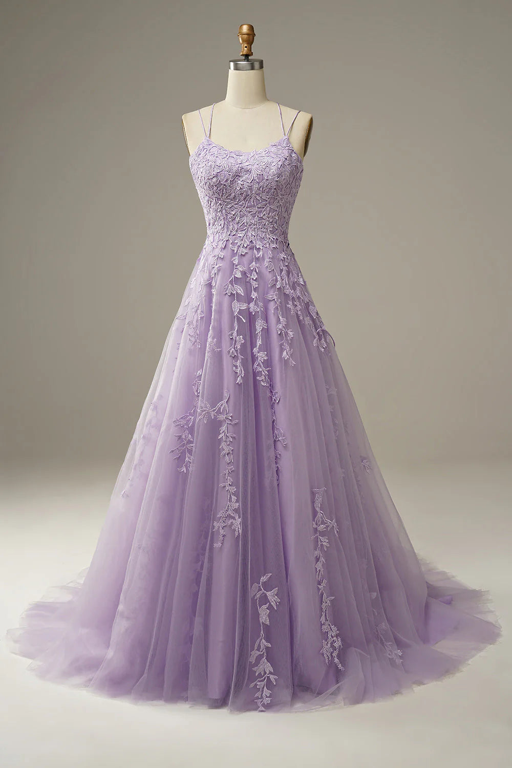 prom dresses with detachable sleevesAmzcw Purple A-Line Spaghetti Straps Tulle Prom Dress with Appliques