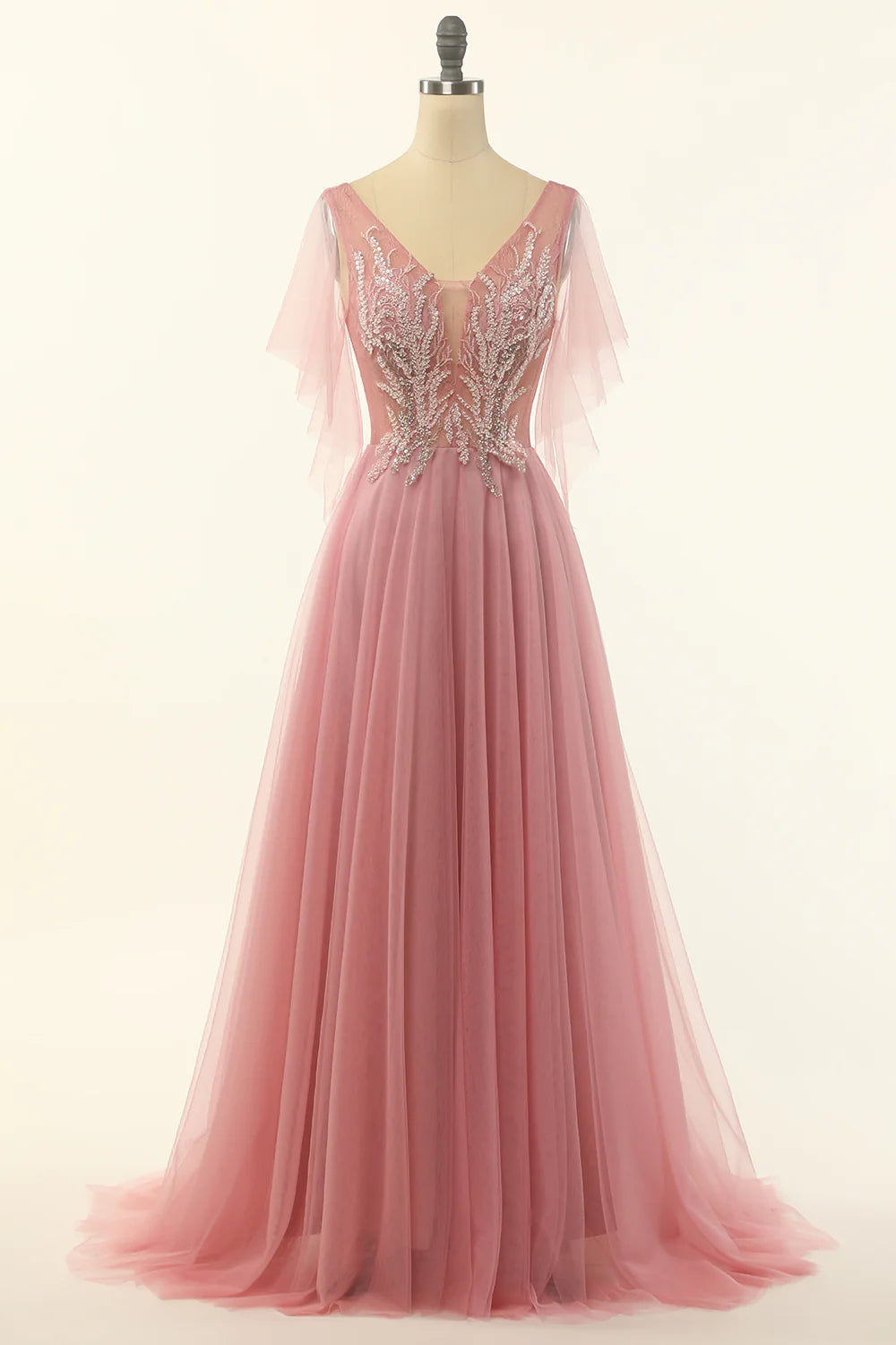 empire waist prom dressesBlush Beading Tulle A-line Prom Dress