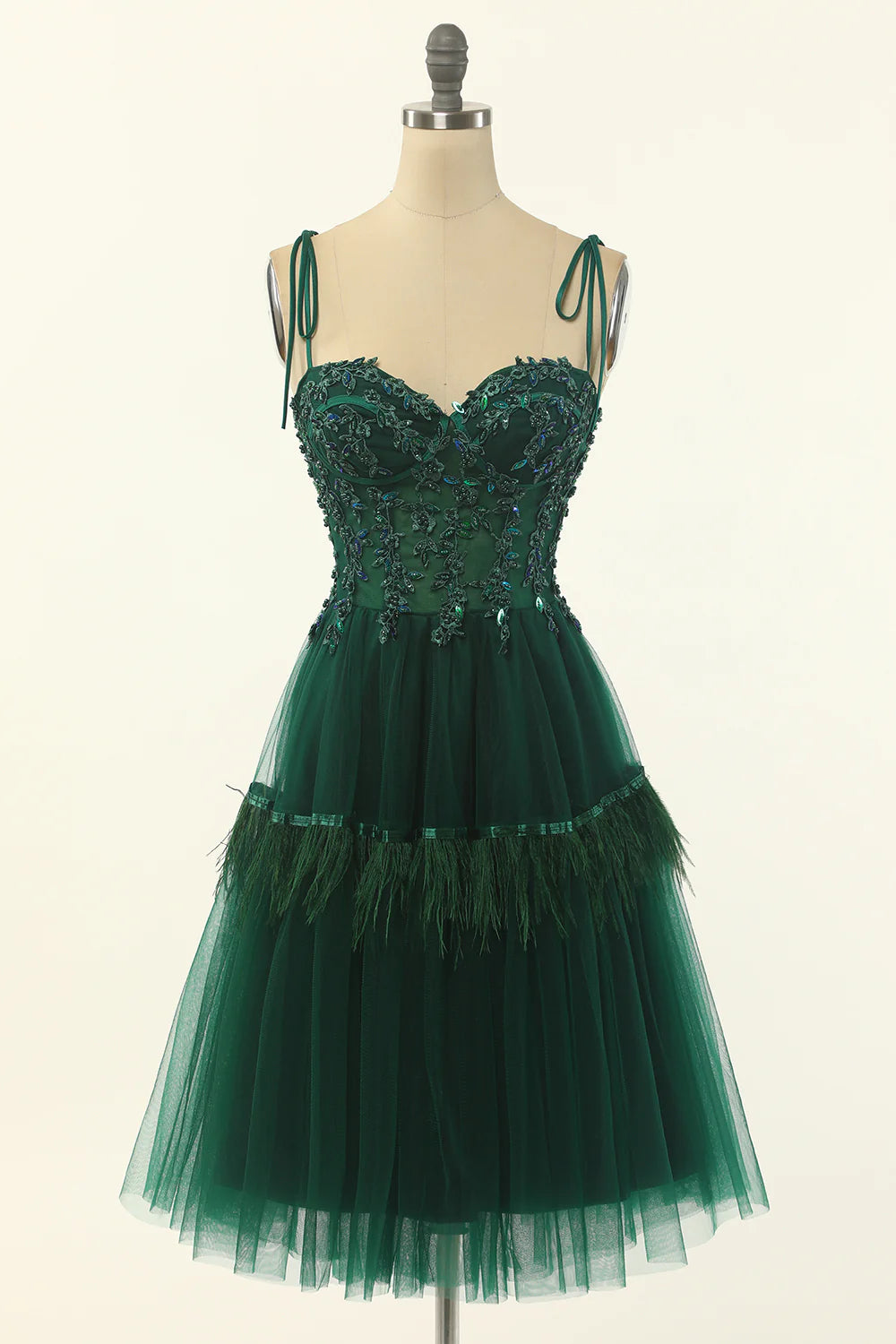 beaded prom dressesGreen Beading Tulle Prom Dress