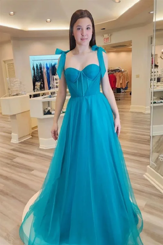 prom dresses for pear shapesJade Sweetheart Bow Tie Shoulder Tulle Long Prom Dress    S2633