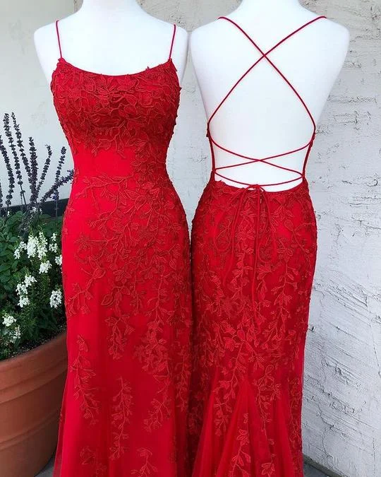 plus-size prom dressesRed Sexy Mermaid V Neck Lace Long Prom Formal Dresses    S2421