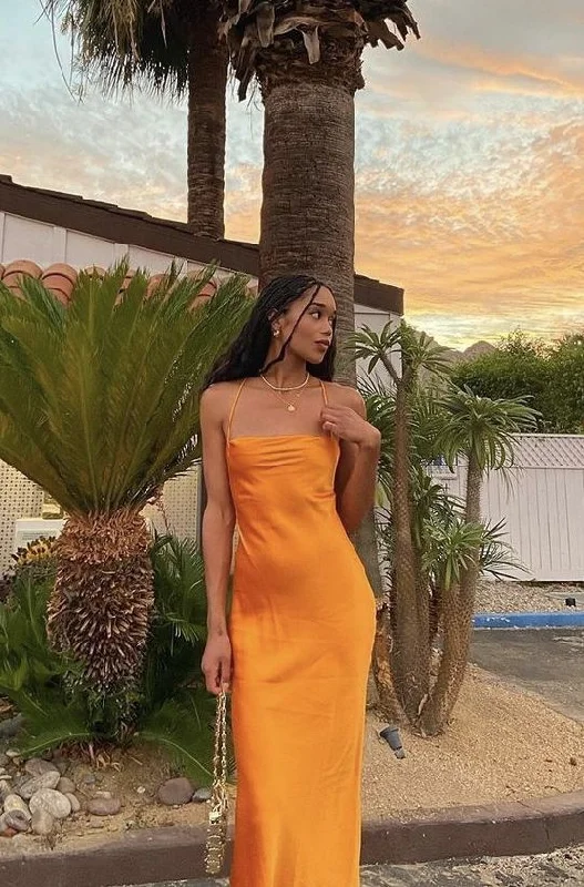 pastel prom dressesSpaghetti Straps Mermaid Sheath Orange Prom Dress   S2405