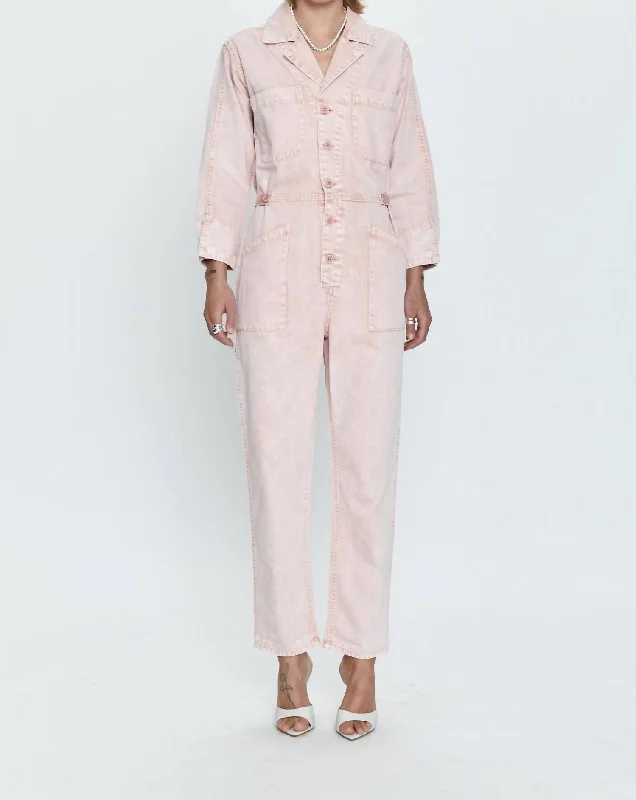 women's long sleeve tops with artistic printsTanner Long Sleeve Field Suit In Mellow Rose Snow