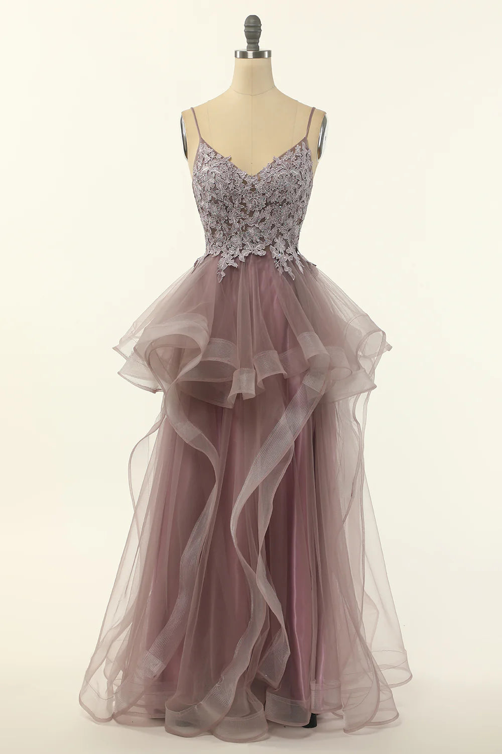 A-line prom dressesTulle Appliques Prom Dress