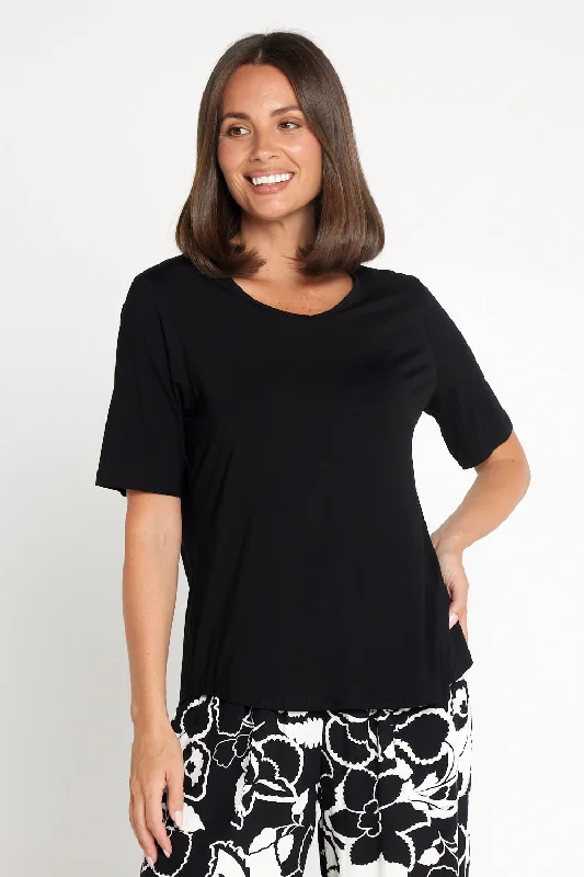 striped women's T-shirtsBelinda Modal Tee - Black