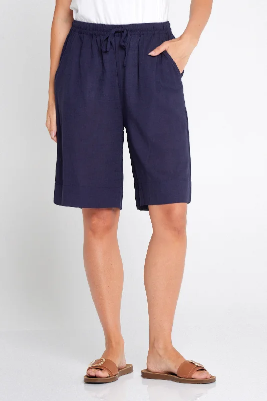 women's lightweight shortsMarissa Cotton & Linen Shorts - Navy