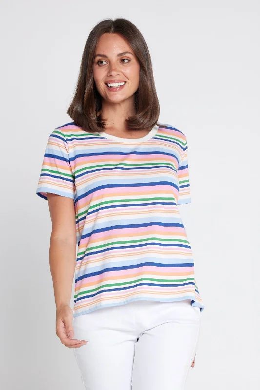 women's T-shirts with unique designsSorbet Tee - Multi Stripe