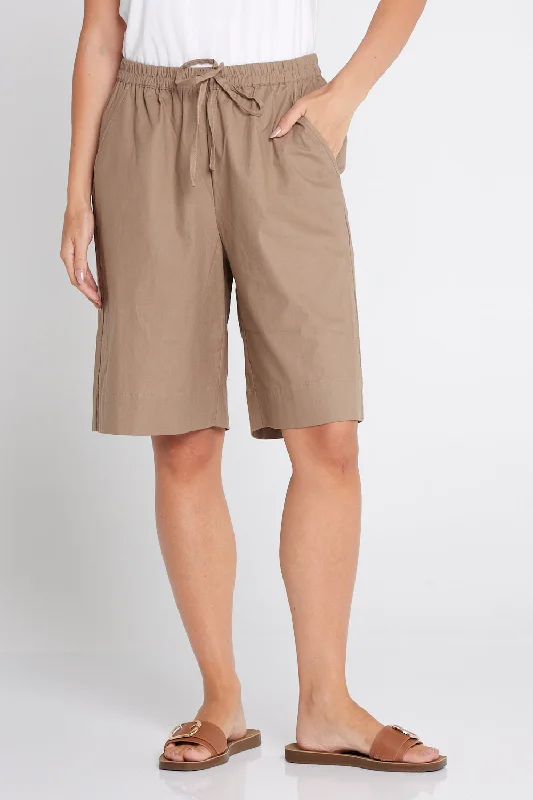 women's breathable shortsZhuri Linen & Cotton Shorts - Bark